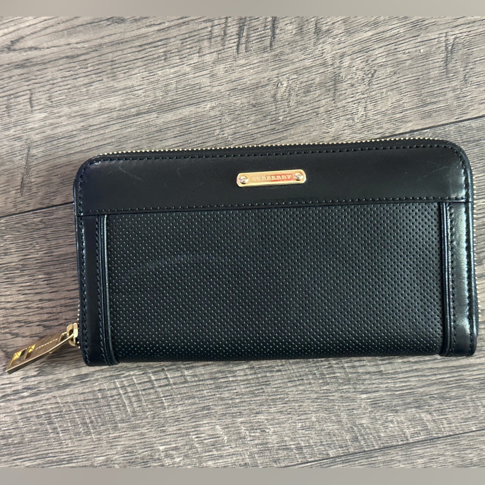 Burberry Black Wallet with Gold Details
